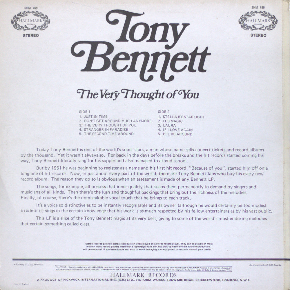 Tony Bennett – The Very Thought Of You Vinyl LP