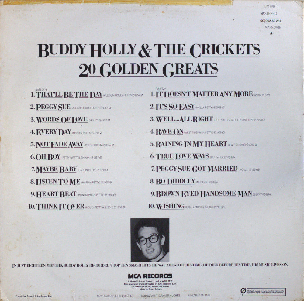 Buddy Holly & The Crickets – 20 Golden Greats Vinyl LP