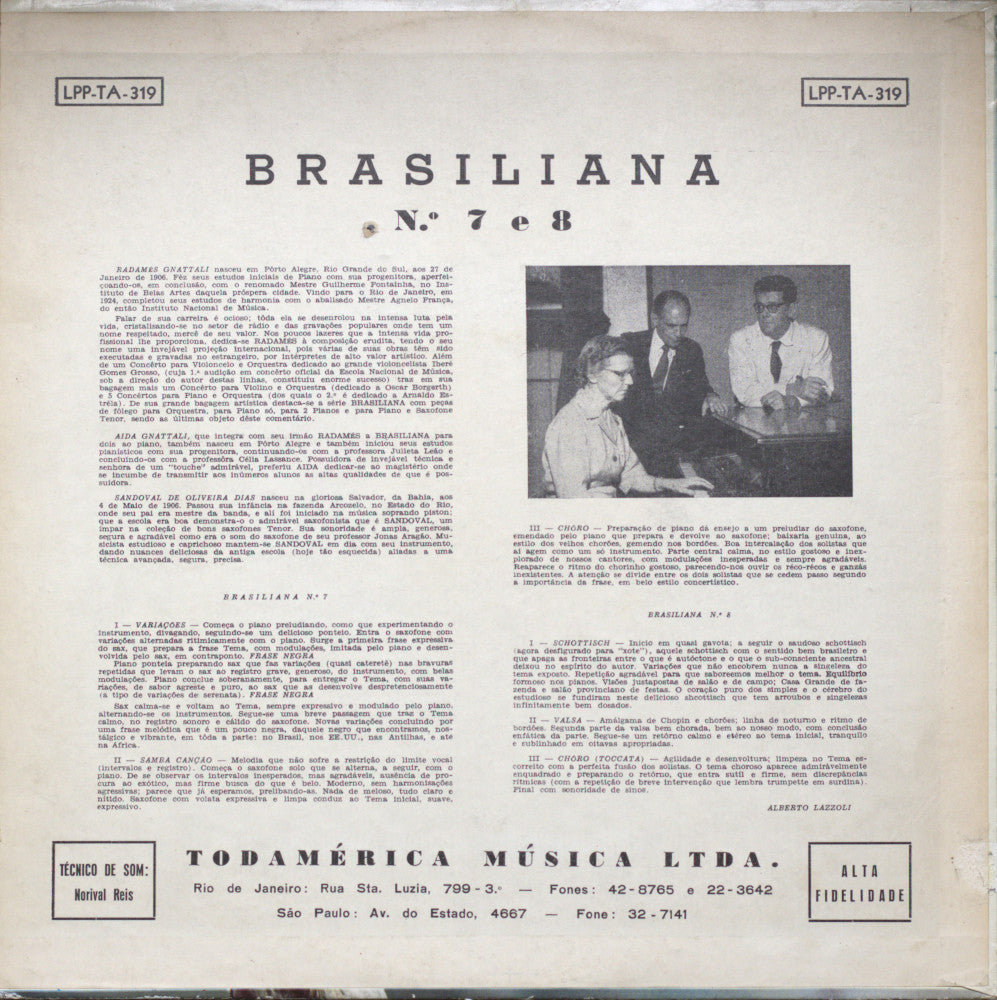 Radamés, Aida e Sandoval – Brasiliana Nº 7 & 8 Vinyl LP