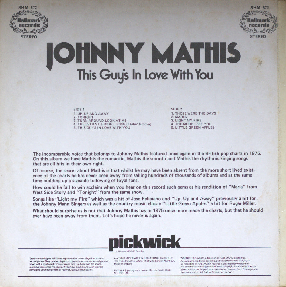 Johnny Mathis – This Guy's In Love With You Vinyl LP