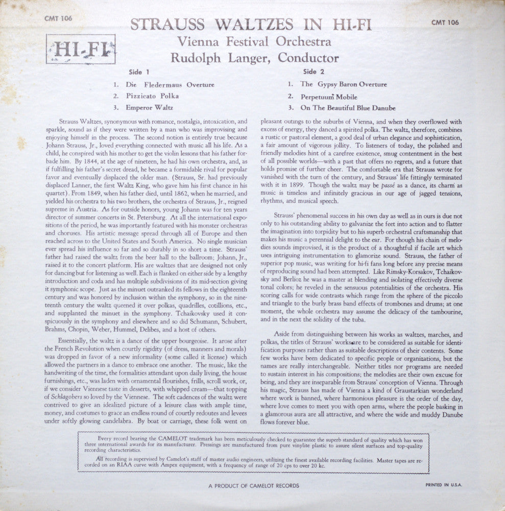 Strauss – Waltzes In Hi-Fi Vinyl LP