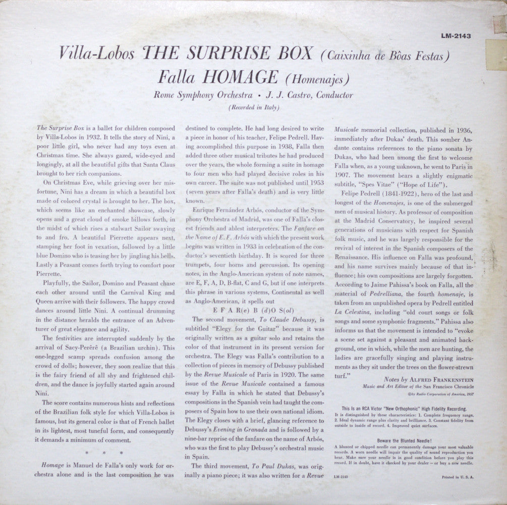 Villa-Lobos / Falla – The Surprise Box / Homage Vinyl LP