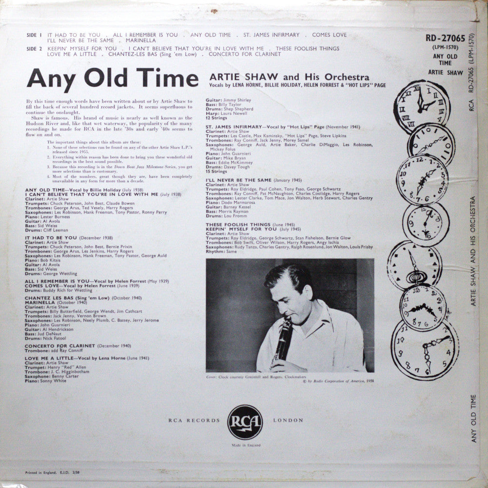 Artie Shaw – Any Old Time Vinyl LP