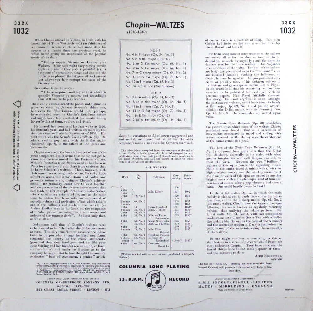 Dinu Lipatti – Chopin: Waltzes Vinyl LP