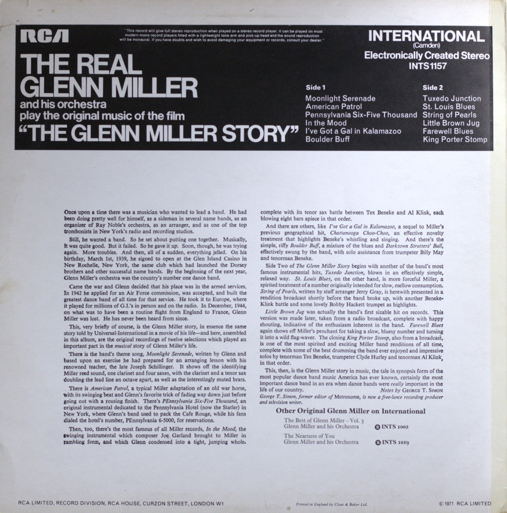 The Real Glenn Miller Orchestra – The Glenn Miller Story Vinyl LP