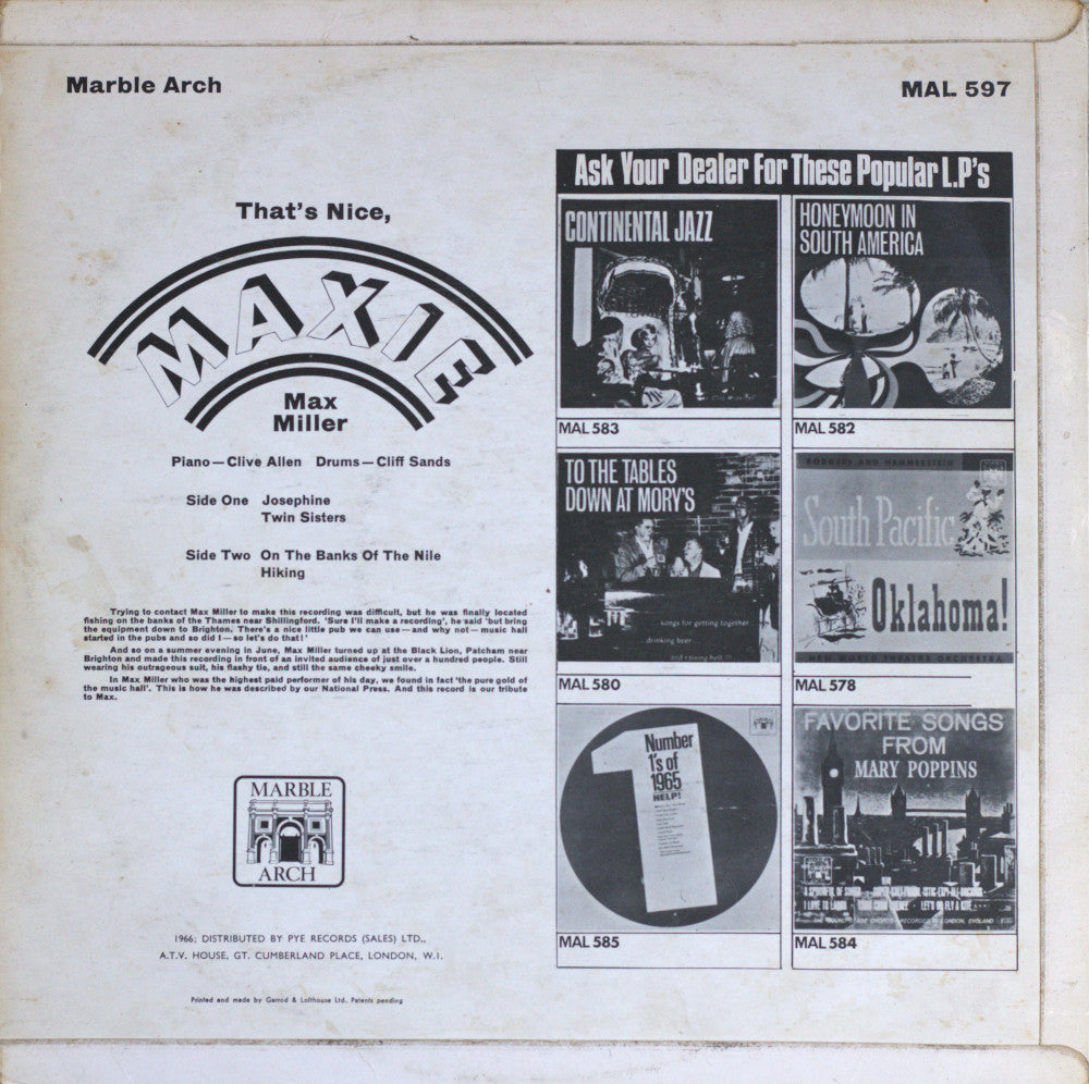 Max Miller – That's Nice, Maxie Vinyl LP