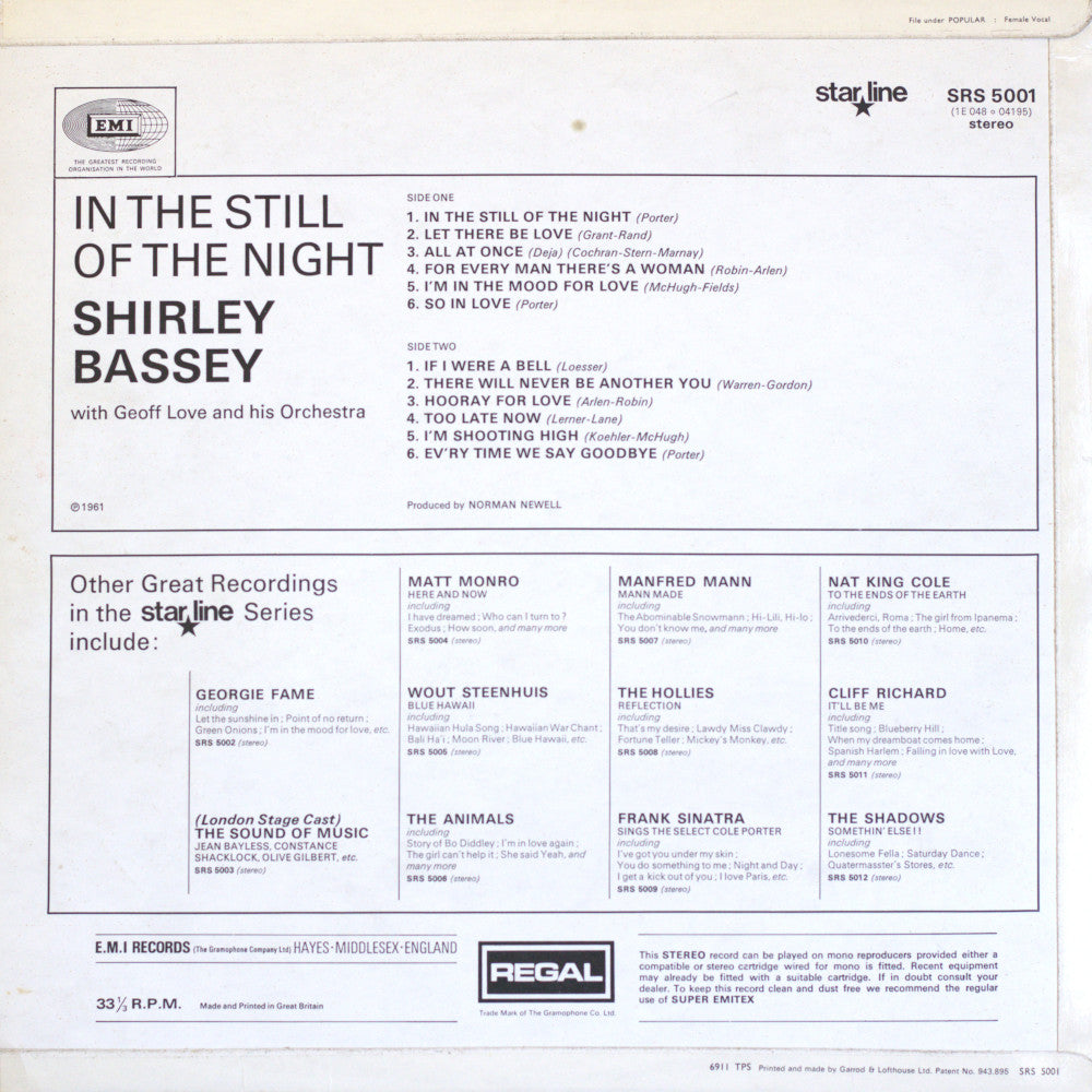 Shirley Bassey – In The Still Of The Night Vinyl LP