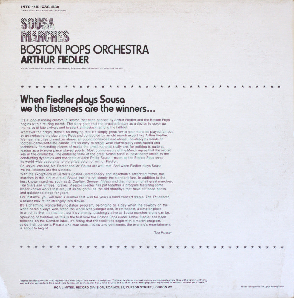 Sousa Marches – Boston Pops & Arthur Fiedler Vinyl LP