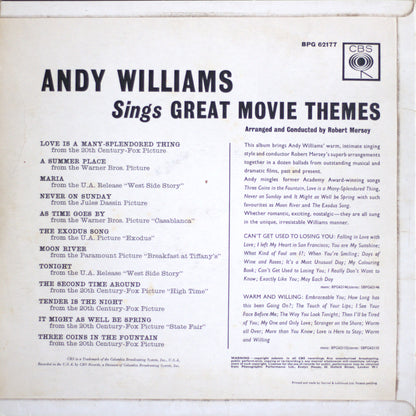 Andy Williams – Moon River Vinyl LP | Classic Movie Themes