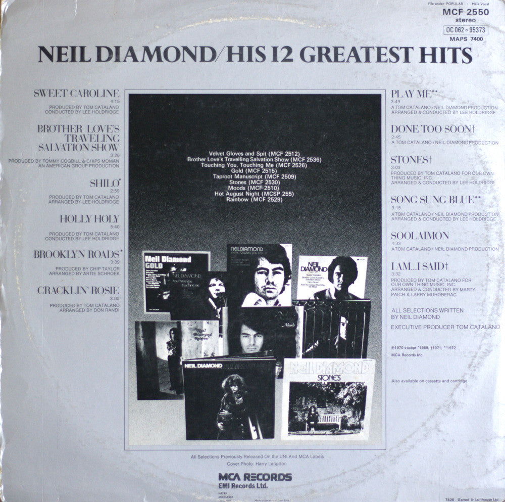 Neil Diamond – His 12 Greatest Hits Vinyl LP