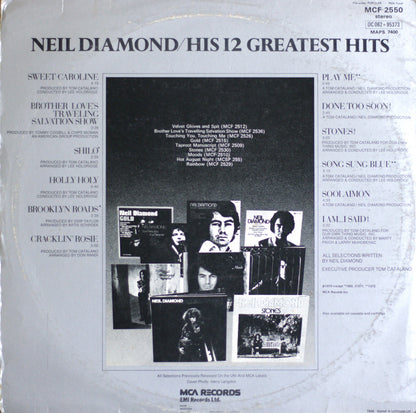 Neil Diamond – His 12 Greatest Hits Vinyl LP