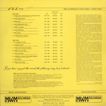 Steve Conway – Memories Of Steve Conway Vinyl LP