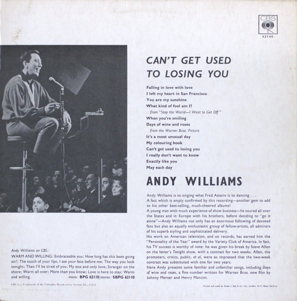 Andy Williams – Can’t Get Used To Losing You Vinyl LP