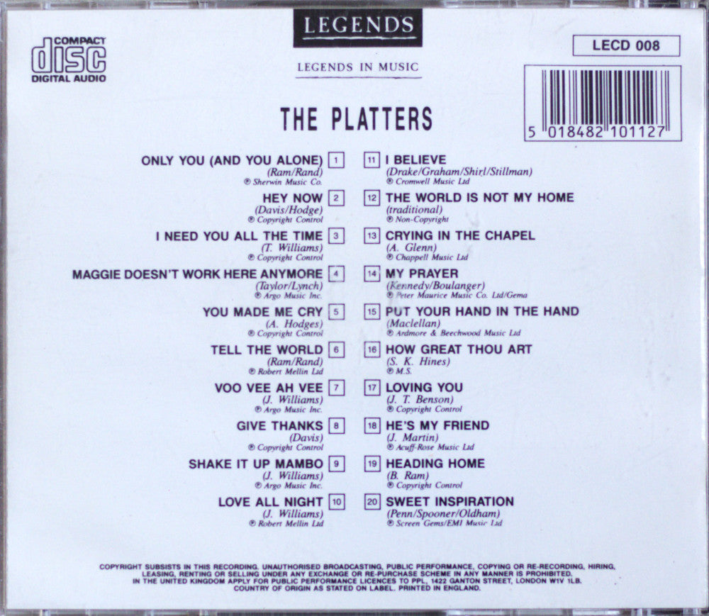 The Platters – Legends In Music CD