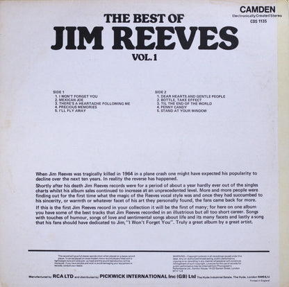 Jim Reeves – The Best Of Jim Reeves Vol. 1 Vinyl LP