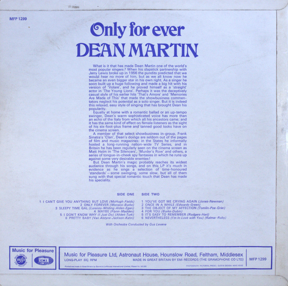 Dean Martin – Only For Еver Vinyl LP