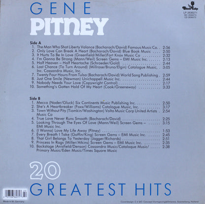 Gene Pitney – 20 Greatest Hits Vinyl LP