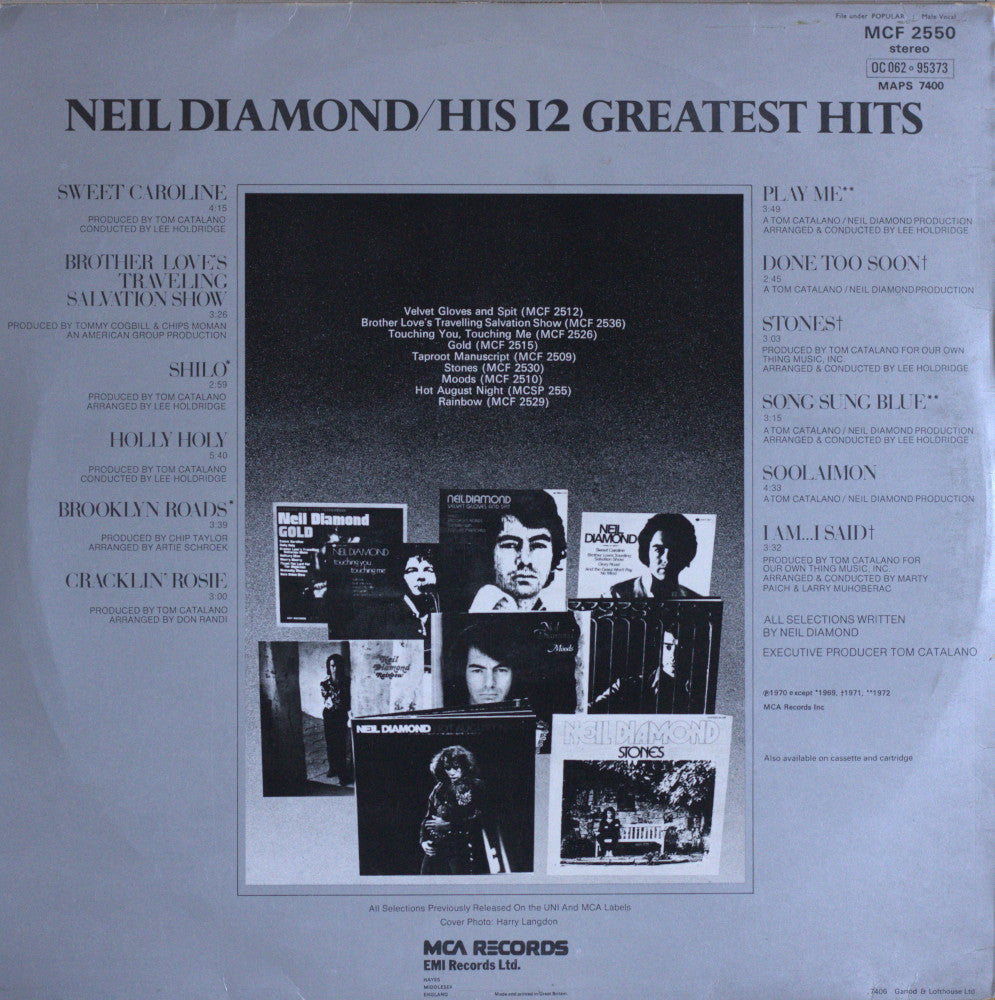 Neil Diamond – His 12 Greatest Hits Vinyl LP