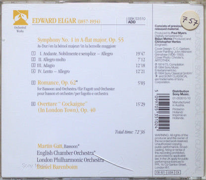 Elgar: Symphony No. 1 / Cockaigne Overture / Romance CD