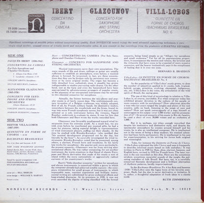 Ibert / Glazounov / Villa-Lobos – Saxophone Classics Vinyl LP