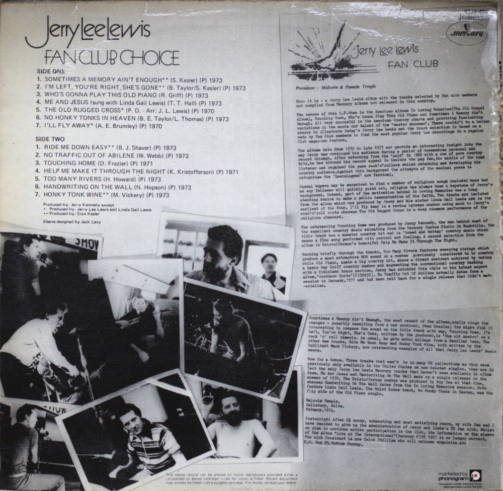 Jerry Lee Lewis – Fan Club Choice Vinyl LP