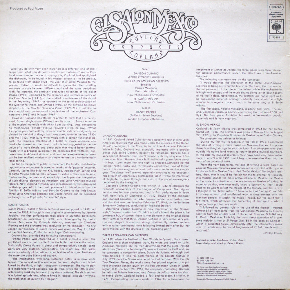 Copland Conducts Copland – El Salón México Vinyl LP