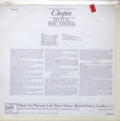 Fou Ts'Ong – Chopin: Recital Vinyl LP