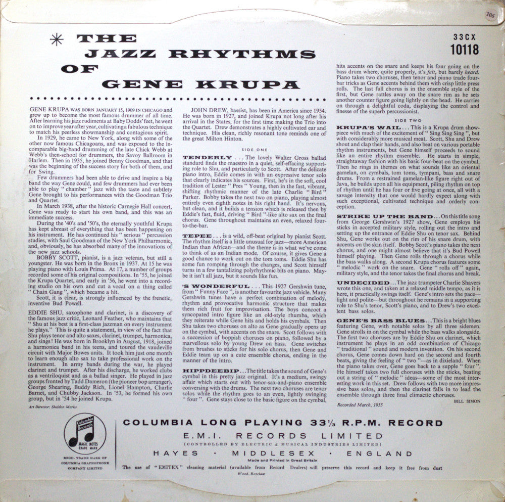 Gene Krupa – The Jazz Rhythms Vinyl LP