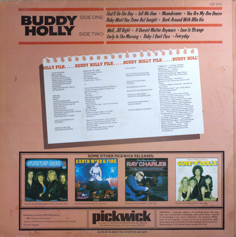 Buddy Holly – Buddy Holly Vinyl LP