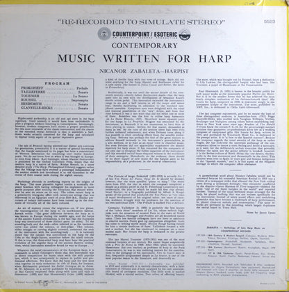 Nicanor Zabaleta – Contemporary Harp Music Vinyl LP