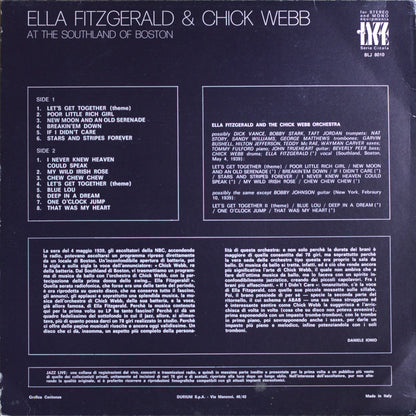 Ella Fitzgerald & Chick Webb – At The Southland Of Boston Vinyl LP
