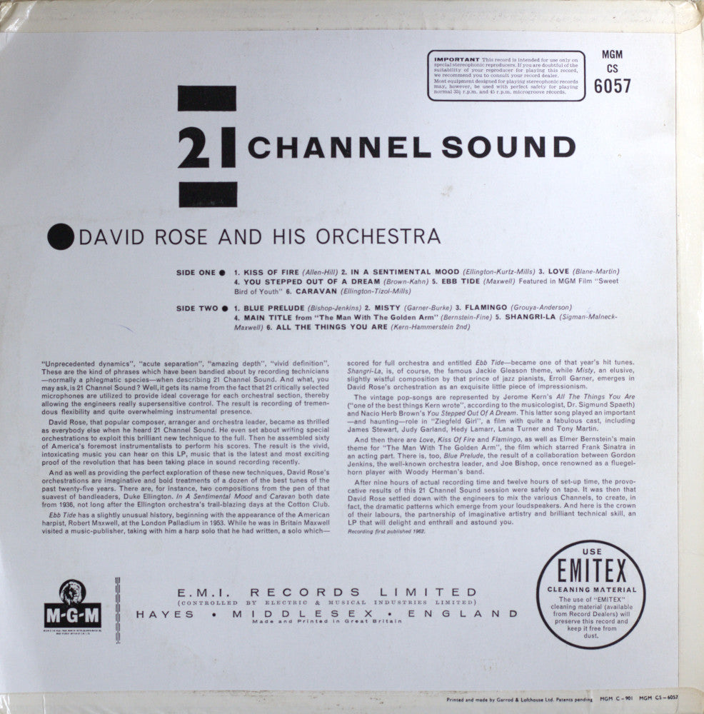 David Rose & His Orchestra – 21 Channel Sound Vinyl LP
