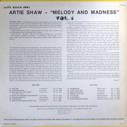Artie Shaw – Melody And Madness Vol. 1 (Live) Vinyl LP