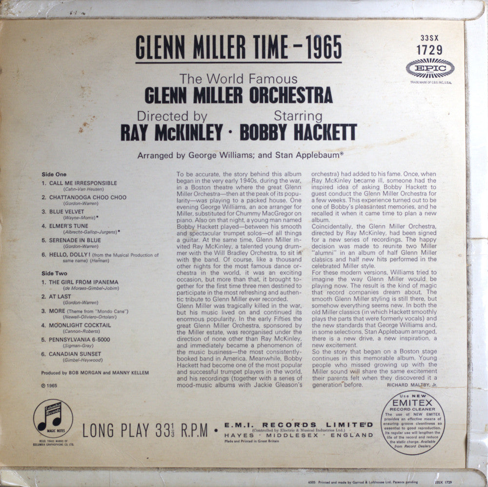 The World Famous Glenn Miller Orchestra – Glenn Miller Time 1965 Vinyl LP