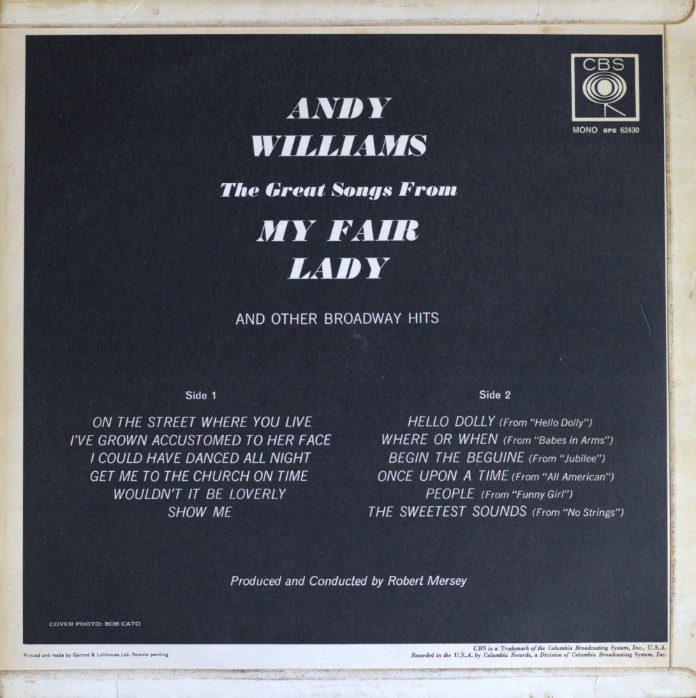 Andy Williams – Songs From My Fair Lady & Other Broadway Hits Vinyl LP