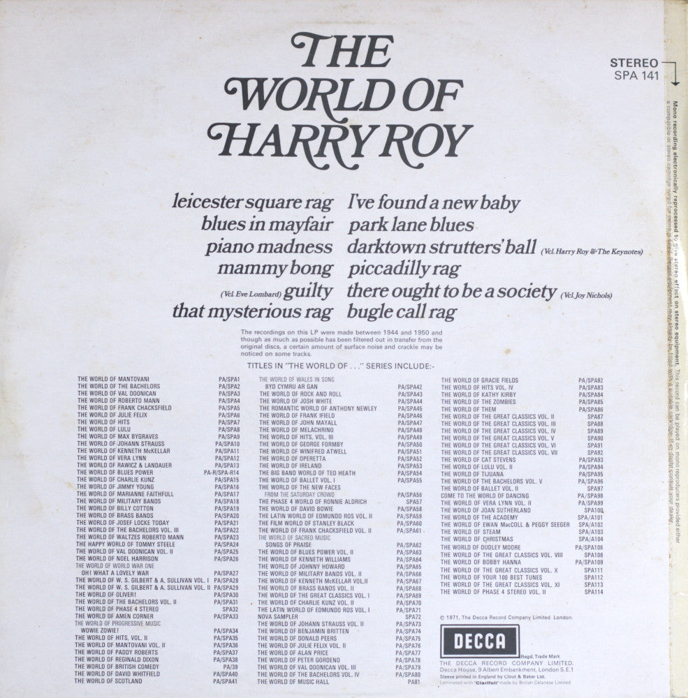 Harry Roy – The World Of Harry Roy Vinyl LP