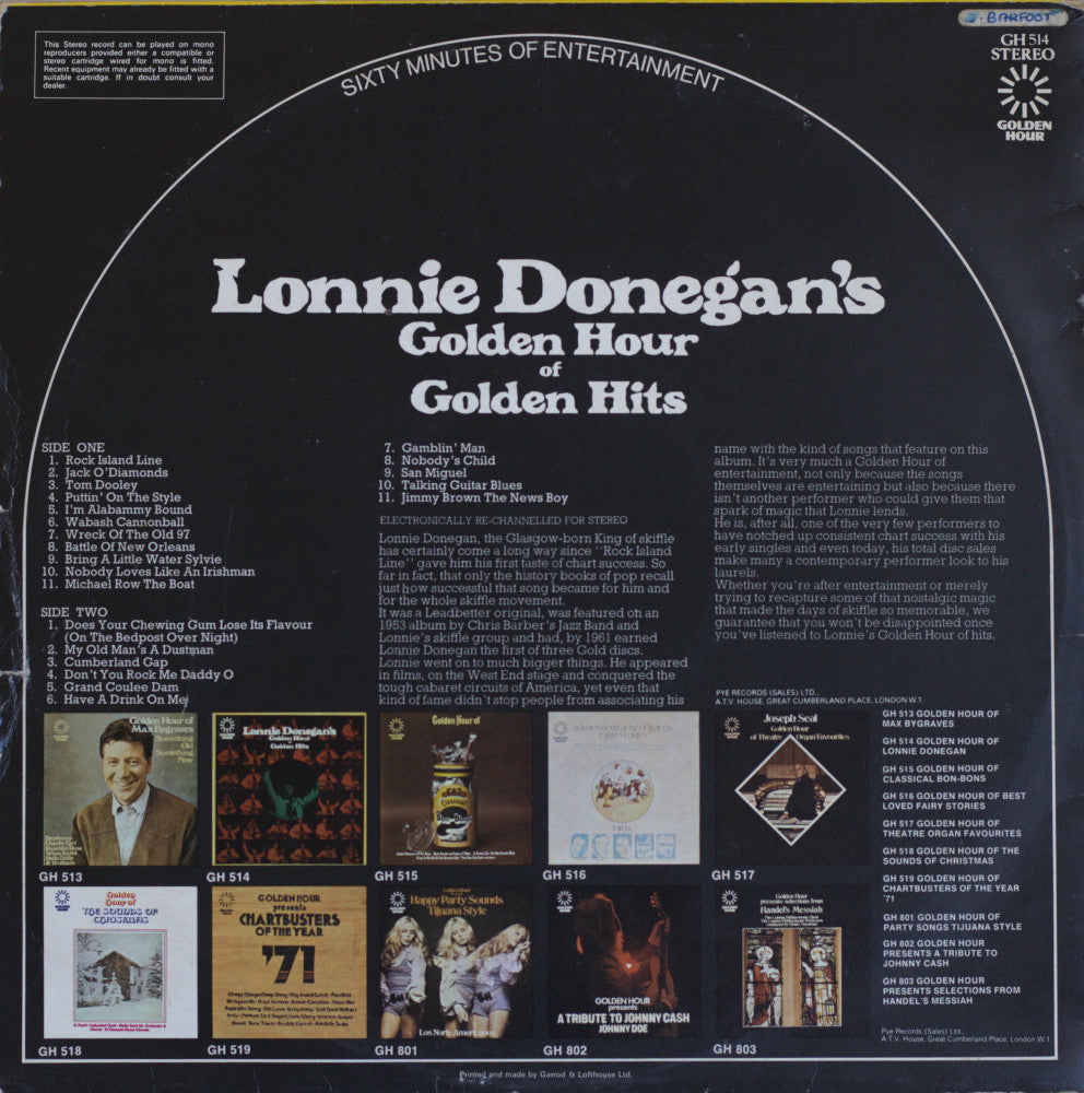 Lonnie Donegan – Lonnie Donegan's Golden Hour Of Golden Hits Vinyl LP