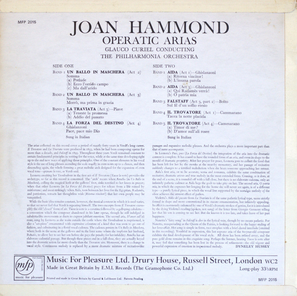 Joan Hammond – Operatic Arias Vinyl LP