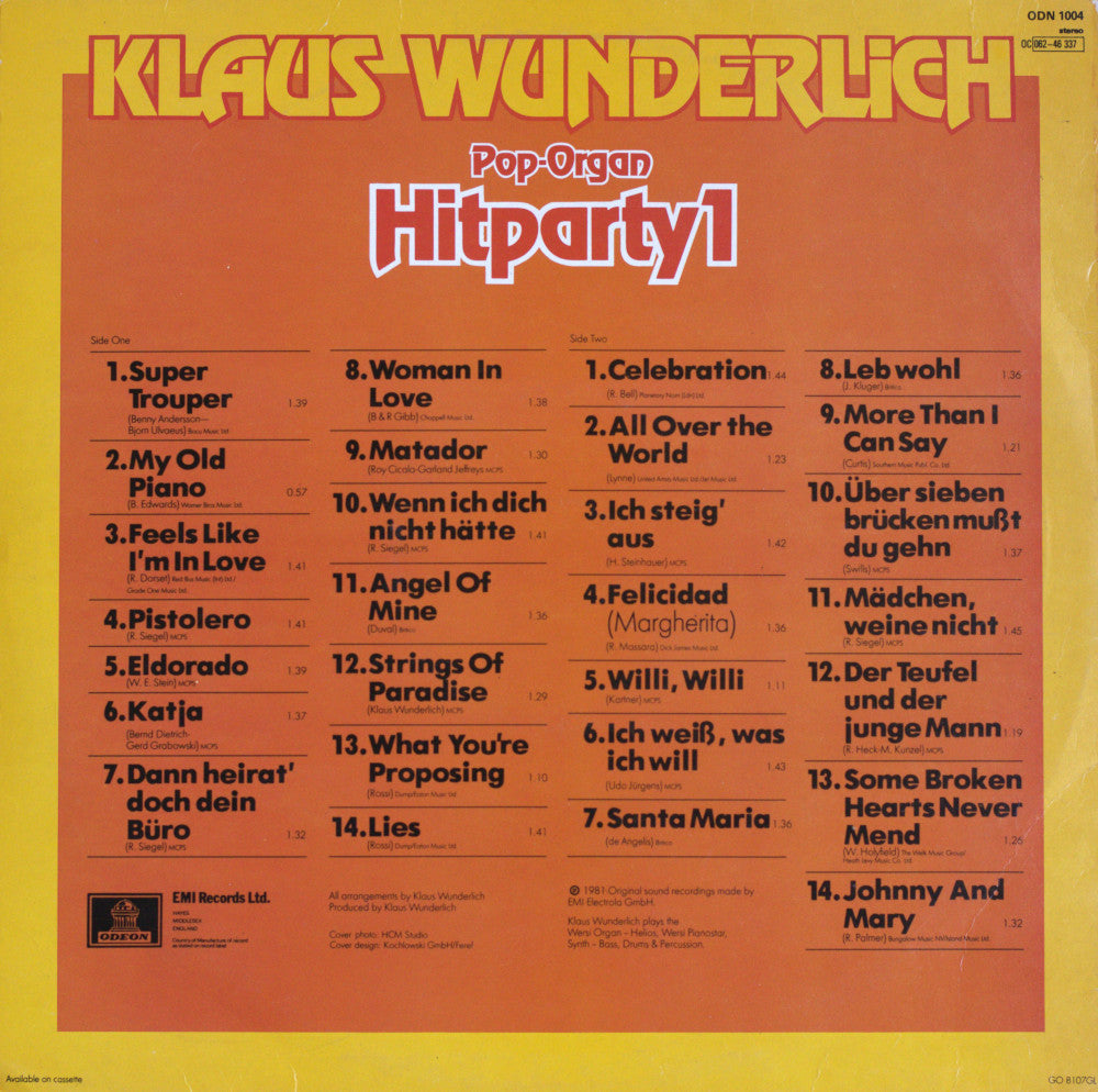 Klaus Wunderlich – Pop-Organ Hitparty 1 Vinyl LP