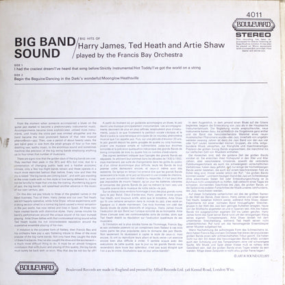 The Francis Bay Orchestra – Big Band Sound: Hits of Harry James, Ted Heath & Artie Shaw Vinyl LP