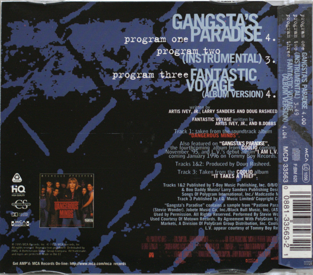 Coolio featuring L.V. – Gangsta's Paradise CD Single Back Cover