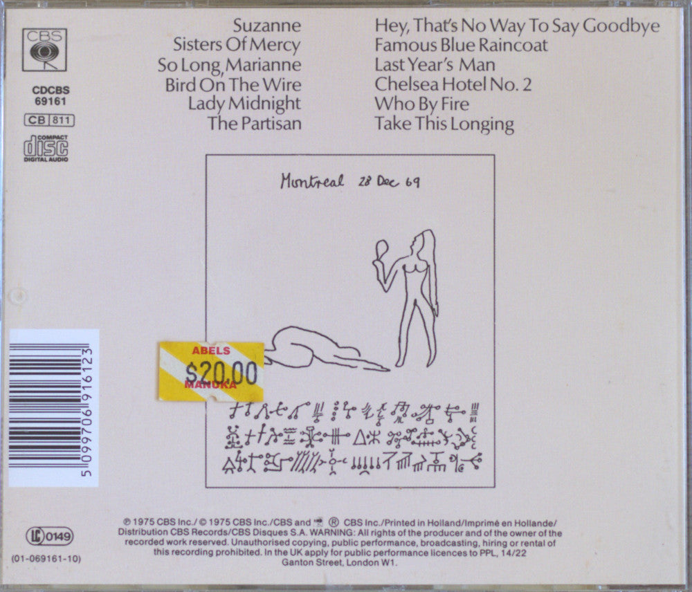 The back cover of a CBS CBS Records CD release featuring Suzanne's album 'So Long, Marianna'.