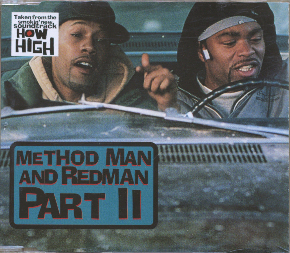 Album cover for 'Method Man and Redman Part II' from the 'How High' soundtrack, featuring Method Man and Redman driving a car.