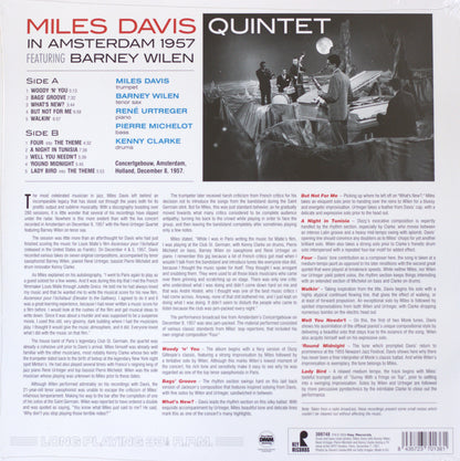 Miles Davis In Amsterdam 1957 on vinyl back cover